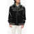 Alexander McQueen Solid Color Bomber Jacket With Shine Finish And Striped Edge Black