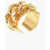 Balmain Golden Effect Brass Ring With Overlapping Chain Gold