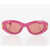 Bottega Veneta Oval-Shaped Solid Color Sunglasses With Golden Effect Detail Pink