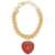Valentino Garavani Coeur Royal chain Bracelet ORO/ROSSO