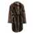 YVES SALOMON Brown Shearling Coat With High Neck And Front Belt Closure In Fur Woman BROWN