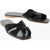 THE ROW Leather Knot Sliders With Woven Design Black