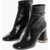 Roger Vivier Textured Patent Leather Booties With Statement Heel 9Cm Black