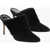 Manolo Blahnik Suede Pelos Mules With Eco-Fur Detail 10Cm Black