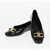 Salvatore Ferragamo Patent Leather Ballet Flats With Front Morset Black