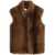 Apparis Brown Sleeveless Coat With Hidden Front Fastening In Faux Fur Woman BROWN