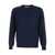 Kangra Blue Crewneck Sweater With Ribbed Trims In Wool Man BLUE