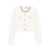 Self-Portrait White Crewneck Cropped Cardigan With Crystal Embellishments On The Collar In Cotton Blend Woman WHITE