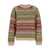 Semicouture Multicolor Knit Crewneck Sweater With Striped Motif In Wool Blend Woman MULTICOLOR