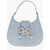 Self-Portrait Denim Crescent Handbag With Decorative Bow And Rhinestones Blue