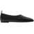 COURRÈGES Squared Toe Leather Ballet Flats Black