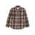 DUNST Brown Checkered Shirt With Front Logo Patch In Flannel Man BROWN