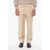 Gucci Solid Color Cotton Pants With Embroidered Logo Beige