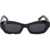 Off-White Solid Color Venezia Oval Sunglasses With Iconic Details Black