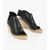 Céline Leather Sandals With Raffia Wedge 10Cm Black