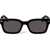 Off-White Solid Color Midland Rectangular Sunglasses Black