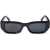 Off-White Solid Color Fillmore Rectangular Sunglasses Black