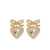 Self-Portrait Heart-shaped earrings with embellished bow Gold