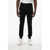 Balmain Solid Color Joggers With All-Over Monogram Black