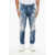 DSQUARED2 Stretch Denim Skater Jeans With Paint Effect Details 16Cm Blue