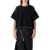 Sacai Sacai Oversized Technical Cotton T-Shirt With Adjustable Drawstring Hem Black
