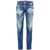 DSQUARED2 Vintage Effect Stretch Denim Slim Jeans With Embossed Logo 1 Blue