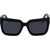 Off-White Solid Color Firenze Oversized Sunglasses Black