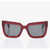 Off-White Solid Color Firenze Oversized Sunglasses Burgundy