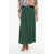 Chloe Silk Pleated Flared Maxi Skirt Green
