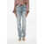Stella McCartney High Waist Stonewashed Jeans With Golden Effect Details 19Cm Blue