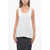 Alaïa Ribbed Nylon Blend Tank Top With Scalloped Hem White