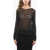 MACCAPANI Sheer Skimpy Top With Velvet Embroidery Floral Motif Black