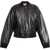 Diesel Leather L-Ilan Bomber Jacket With Zip Closure Black