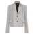 Brunello Cucinelli Grey Jacket With Notched Revers And All-Over Striped Motif In Linen Blend Woman GREY