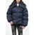 Bacon Hooded Double B Down Jacket With Frontal Zip Blue