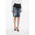 DSQUARED2 Vintage Effect Denim Skirt With Corset Blue