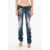 DSQUARED2 Low-Waist Painting Effect Sharpei Jeans With Belt 18Cm Blue