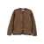 MSGM Brown Ribbed Crew Neck Sweater With Tulle Overlay In Wool Woman BROWN