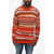 DSQUARED2 Multicolor Striped Crew-Neck Sweater With Leather Patch Multicolor