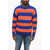 DSQUARED2 Vintage Effect Striped Crew-Neck Sweater Orange