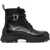 DSQUARED2 Leather D2 Statement Combat Booties With Logoed Strap Black