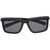 Off-White Solid Color Portland Rectangular Sunglasses Black