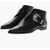 DSQUARED2 Leather Gothic Point Toe Booties With Buckle Black