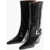 Paris Texas Crocodile Effect Leather Jane Western Boots With Silver-Tone Black