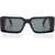 Off-White Rectangular Milano Sunglasses With Maxi Temple Black