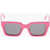 Off-White Solid Color Oversized Palermo Rectangular Sunglasses Pink