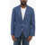 Brunello Cucinelli Herringbone Linen Blend Slim Fit Blazer Blue