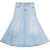 Ganni Frayed Hem Denim Flared Maxi Skirt Blue