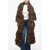 DSQUARED2 Solid Color Wool Maxi Scarf With Fringes Brown