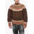 DSQUARED2 Patterned Wool Blend Crew-Neck Sweater Brown